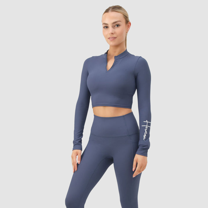 Hermosa Signature Gym Crop Blue Long Sleeve