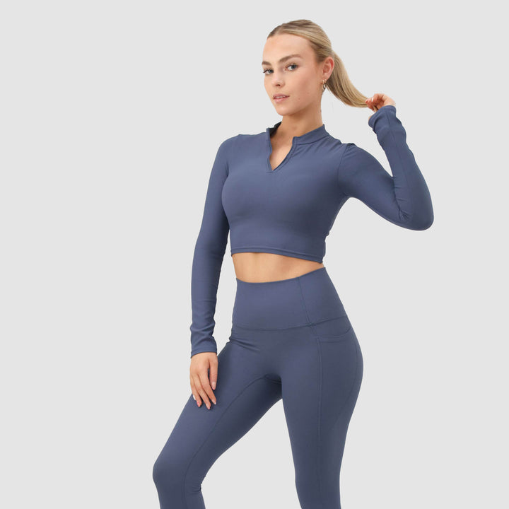 Hermosa Signature Gym Crop Blue Long Sleeve