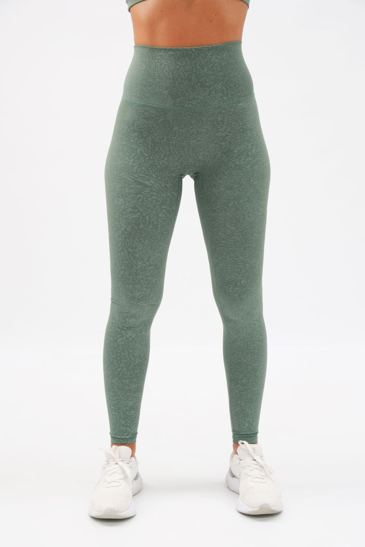 Raven Green Gym Leggings - Half Front Shot